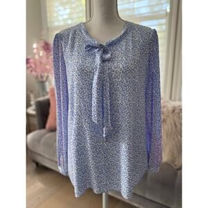 MSRP $138 Saks Sail to Sable Printed Blouse Size L | SAME DAY SHIP or NEXT DAY